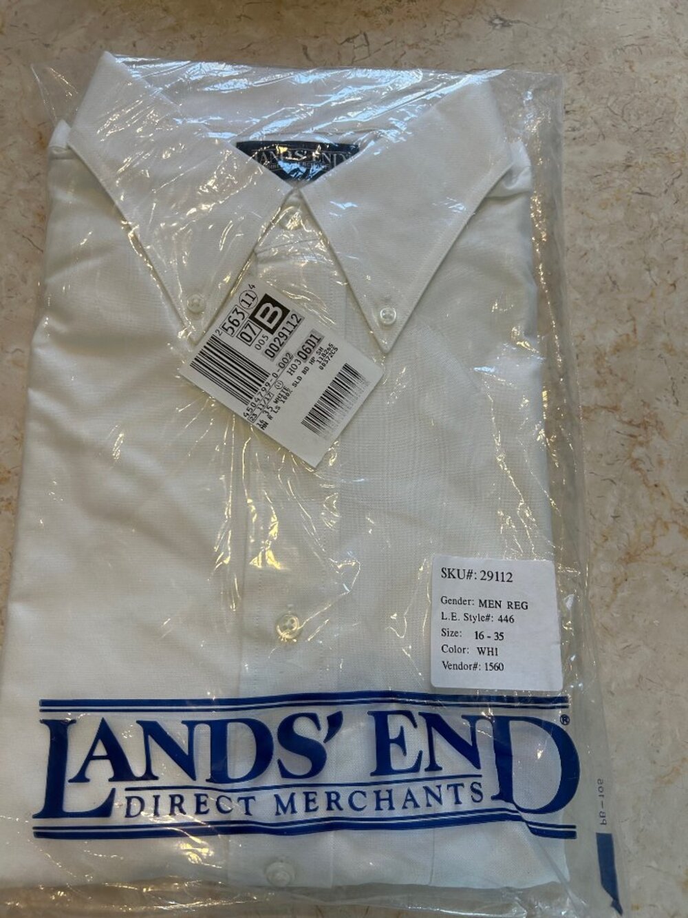 New Lands End Men's shirt 16x35 Regular white